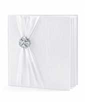 Bruiloft gastenboek wit met rozet