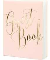 Gastenboek roze goud 20 x 25 cm